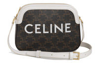 CELINE Cow Leather Shoulder Bag Women's Brown/White