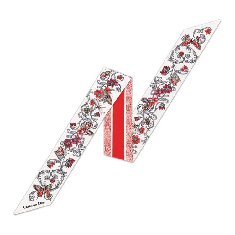 DIOR Mulberry Silk Scarves Women's Red