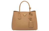 PRADA Double Leather Shoulder Bag Crossbody Bag Handbag Small Size Women's Caramel