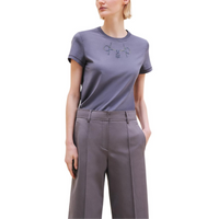 HERMES Patterned Print Crew Neck Short-Sleeved T-Shirt Women's Purple
