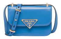 PRADA Leather Crossbody Bag Shoulder Bag Women's Blue