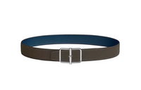 HERMES Double-Sided Smooth Buckle Leather Belts Men's Black Width: 3.8cm