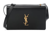 SAINT LAURENT Cow Leather Crossbody Bag Shoulder Bag Women's Black