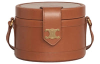 CELINE Tambour Smooth Cow Leather Crossbody Bag Shoulder Bag Medium Size Women's Tawny