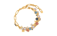 LOUIS VUITTON Metal Resin Pearl Crystal Bracelets Unisex Gold