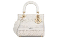 DIOR Pattern Embroidery Dior Bag Shoulder Bag Crossbody Bag Handbag Medium Size Women's Natural White