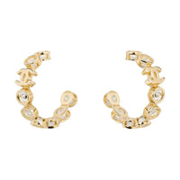 CHANEL Crystal Earrings Women's Gold