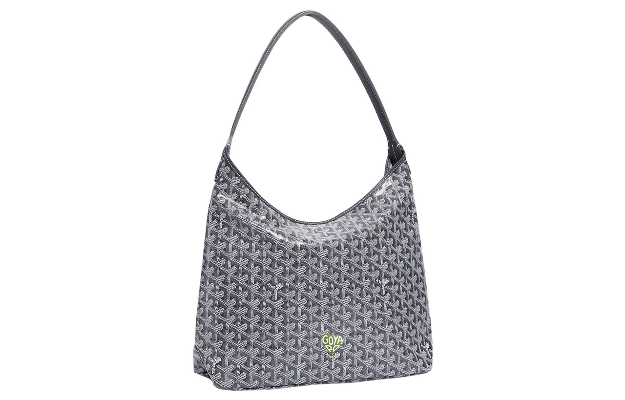 GOYARD Bohème Hobo Canvas With Leather Shoulder Bag Combo Bag Shoulder Bags Women's Gray With Light Green Heart