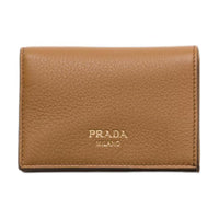 PRADA Leather Wallet Small Size Women's Caramel Brown