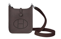 HERMES Clemence Bullock Leather With Canvas Shoulder Strap Crossbody Bag, Shoulder Bag Women's