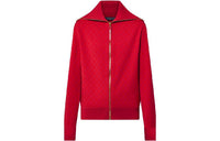 LOUIS VUITTON Monogram Jacquard Ribbed Collar Cardigan