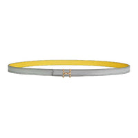 HERMES Calfskin Leather Belts Women's Blue Glacier Width 1.3CM