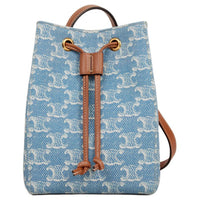 CELINE Fabric Bucket Bags Crossbody Bag, Shoulder Bag Mini Women's Blue
