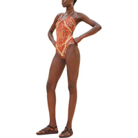 HERMES SS24 One-piece Swimsuit Women's Dull Red