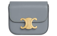 CELINE Triomphe Calfskin Shoulder Bag, Crossbody Bag Mini Women's Blue Gray