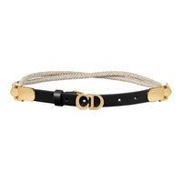 DIOR Brass, Linen, Calfskin Leather Belts Women's Black Width 1.8cm