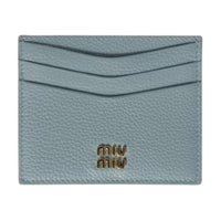 MIU MIU Calfskin Card Holder Women's Mango Yellow Multicolor