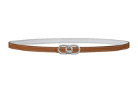 HERMES Double-Sided Plaisance Smooth Buckle Leather Belts Women's Brown Width: 1.3cm