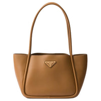 PRADA Leather One Shoulder Handbags Mini Women's Camel