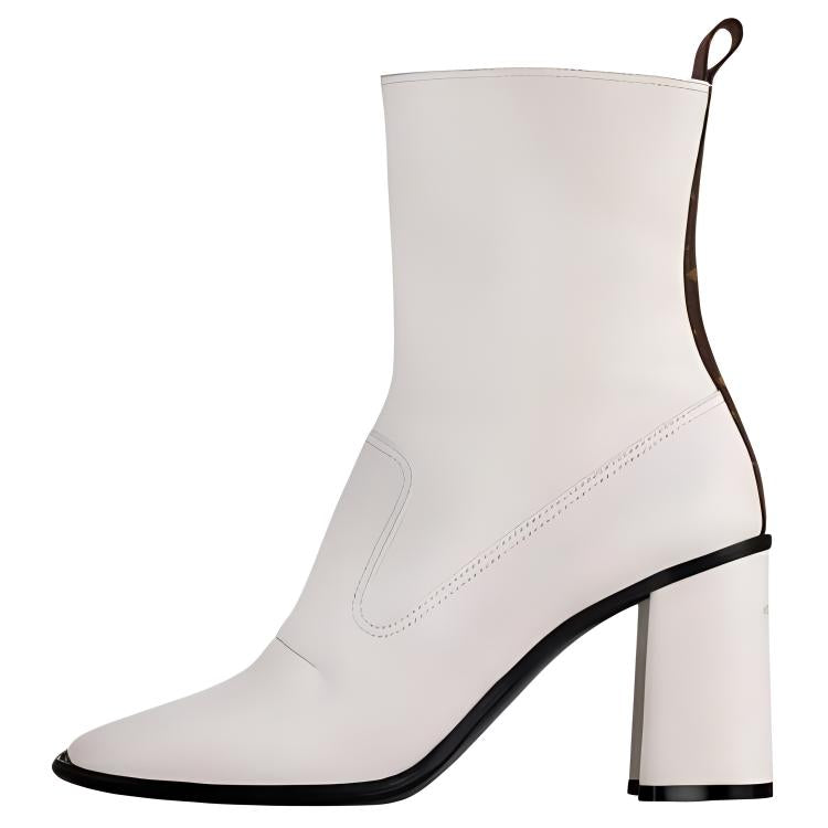 LOUIS VUITTON Berlin Ankle Boots 8.5cm Women's White
