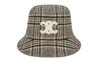 CELINE Triomphe Bucket Hat In Checked Wool