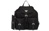 PRADA Saffiano Leather Detail Backpack Women's Black