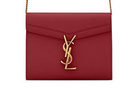 SAINT LAURENT CASSANDRA Leather Chain Wallet Envelope Crossbody Bag Shoulder Bag Women's Splendid Red