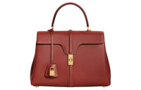 CELINE 16 Cow Leather Crossbody One Shoulder Handbag Medium Size Women's Red