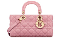 DIOR Lady D JOY Wicker Pattern Sheepskin Shoulder Bag, Crossbody Bag, Handbag Medium Size Women's Peach Pink