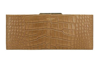 SAINT LAURENT Crocodile Leather One Shoulder Crossbody Clutches Women's Brown