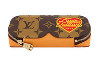 LOUIS VUITTON X NIGO Cow Leather Canvas Eyeglass Pouch Large Size Unisex Brown