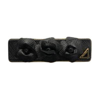 PRADA Leather Hair Clips Women's Black