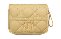 DIOR Caro Calfskin Wallet Women's Light Yellow
