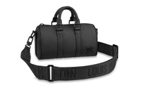 LOUIS VUITTON KeepallAerogram Leather One Shoulder Crossbody Travel Bag Men's Black