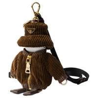 PRADA Corduroy, Fabric, Enamel, Metal, Nylon Pendants Women's Brown