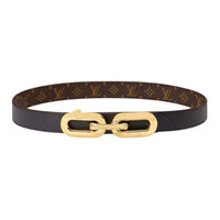 LOUIS VUITTON Calfskin Leather Belts Women's Black/Brown Width: 2.5cm