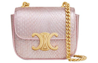 CELINE Snake Leather Shoulder Bag Crossbody Bag Mini Women's Light Pink Red