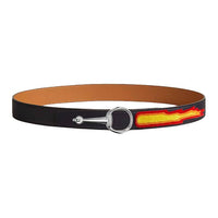 HERMES Calfskin Leather Belts Unisex Brown/Multicolor Width 3.2cm