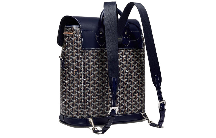 GOYARD Alpin Canvas With Leather Backpack Medium Size Unisex Marine Blue