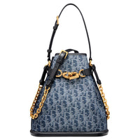 DIOR C'est Dior Oblique Jacquard Handbag Shoulder Bag Women's Blue