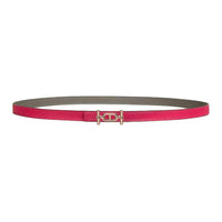 HERMES Calfskin Rose Gold-Plated Leather Belts Women's Red Width 1.3CM