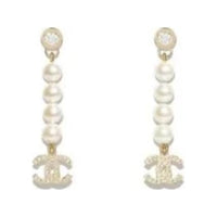 CHANEL Pearl Earrings Women's Gold