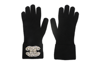 CHANEL Knit Gloves Women's Black