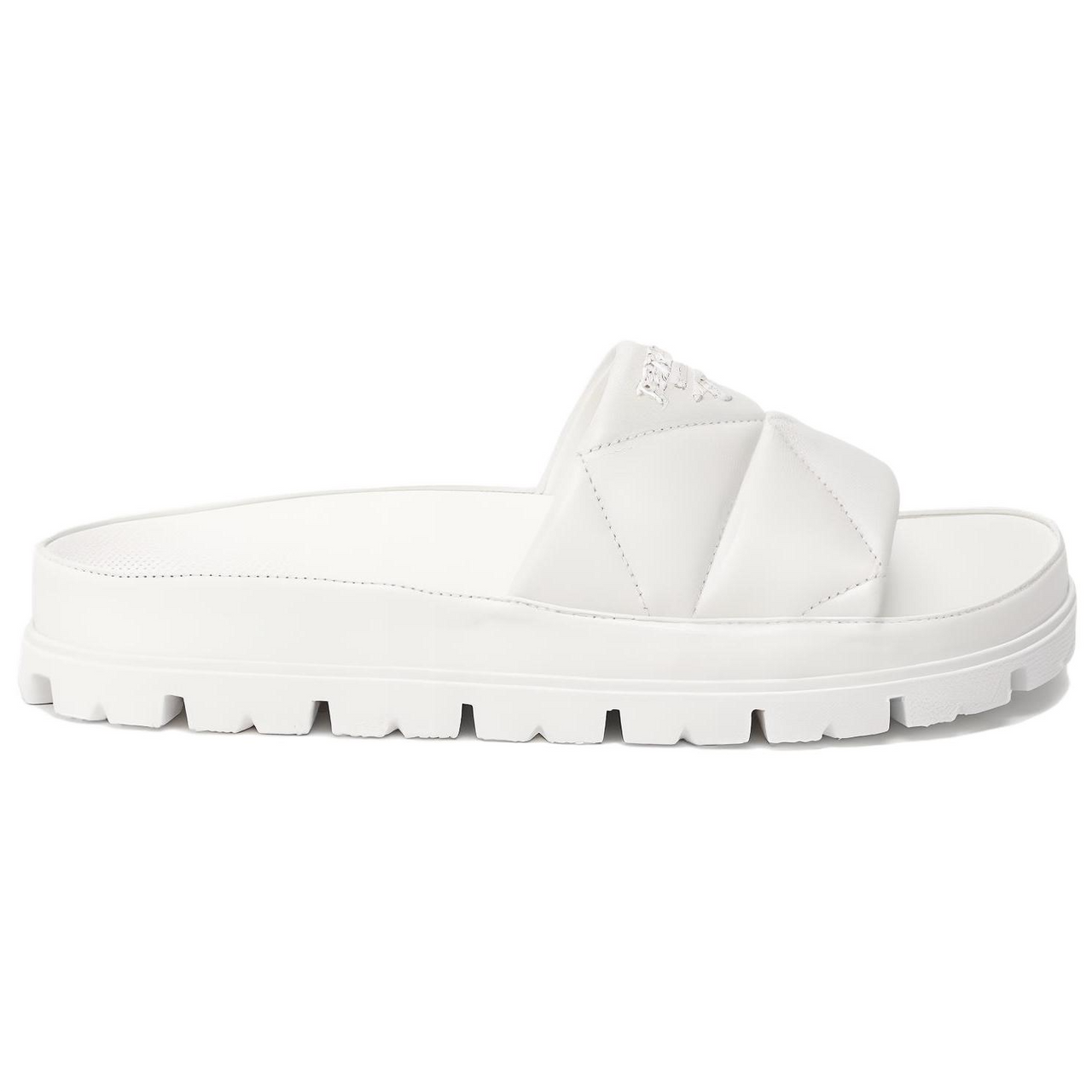 PRADA Abrasion Resistant Slide Slippers Women's White