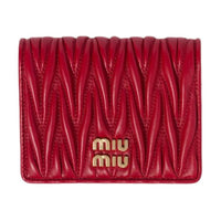 MIU MIU Matelassé Nappa Leather Wallet Small Size Women's Red