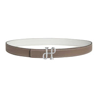 HERMES Calfskin Leather Belts Women's Brown/White Width 2.4CM