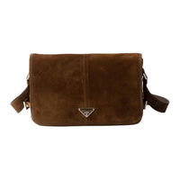 PRADA Calfskin Crossbody Bag, Shoulder Bag Men's Cocoa Brown