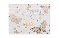 DIOR Caro Cow Leather Card Holder Women's White