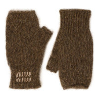 MIU MIU Wool Knit Gloves Women's Brown