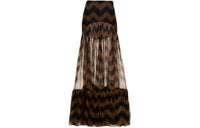 SAINT LAURENT Chevron Print Semi Sheer Maxi Skirt